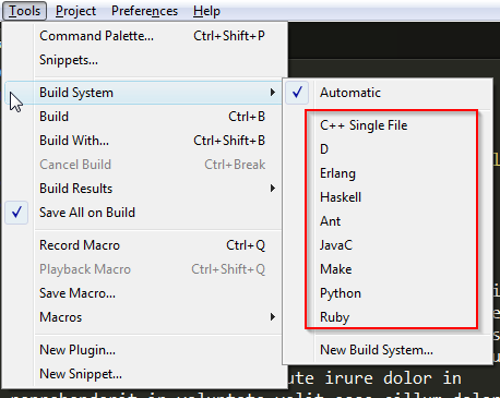 Build Systems — documentação Aprendendo Sublime Text