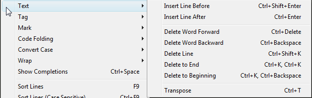 Menu Edit | Text